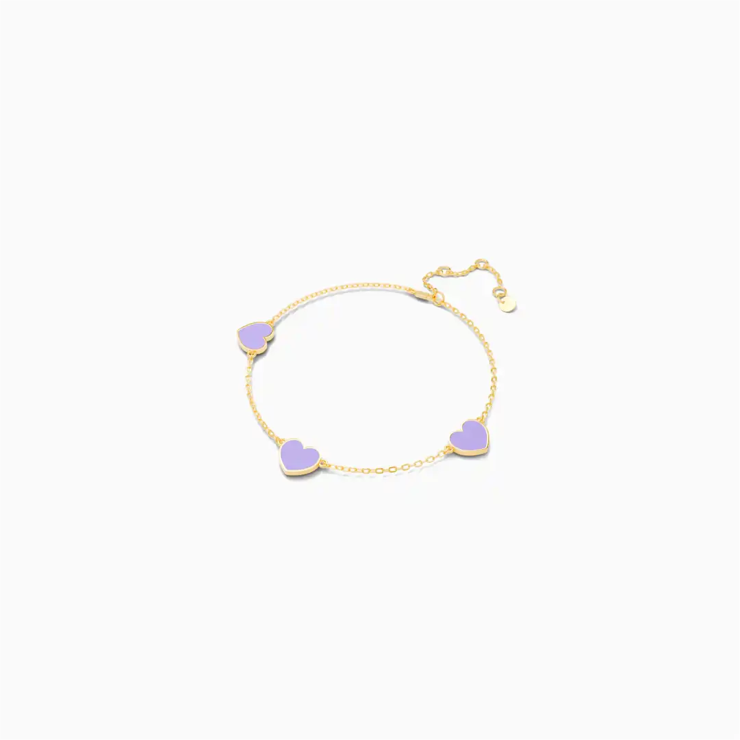Gelang Emas Carys Pink Lilac Emas Asli