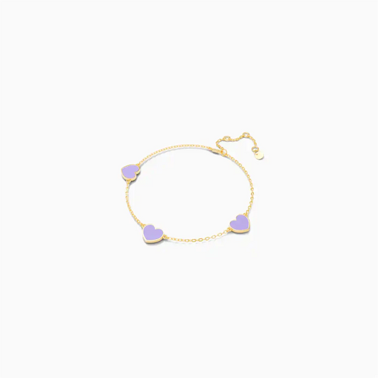 Gelang Emas Carys Pink Lilac Emas Asli