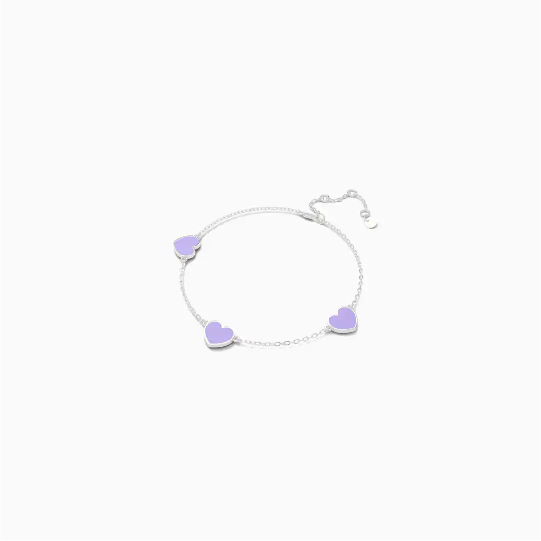 Gelang Emas Carys Pink Lilac Emas Asli