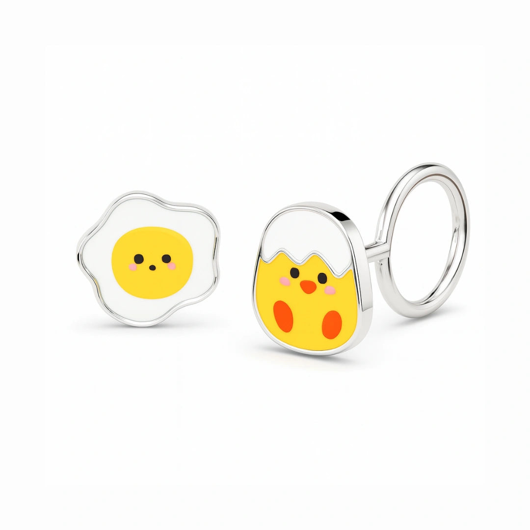 anting anak emas putih model loop end Chick berbentuk karakter anak ayam warna kuning hypoallergenic aman untuk kulit sensitif