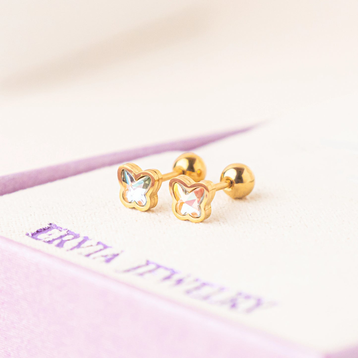 FREE GIFT - Anting Screw Back Mariposa Swarovski Gold
