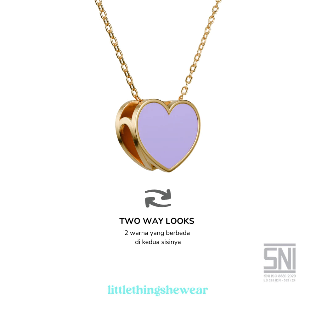 Liontin Kalung Carys Pink Lilac Emas Asli (Liontin Saja)
