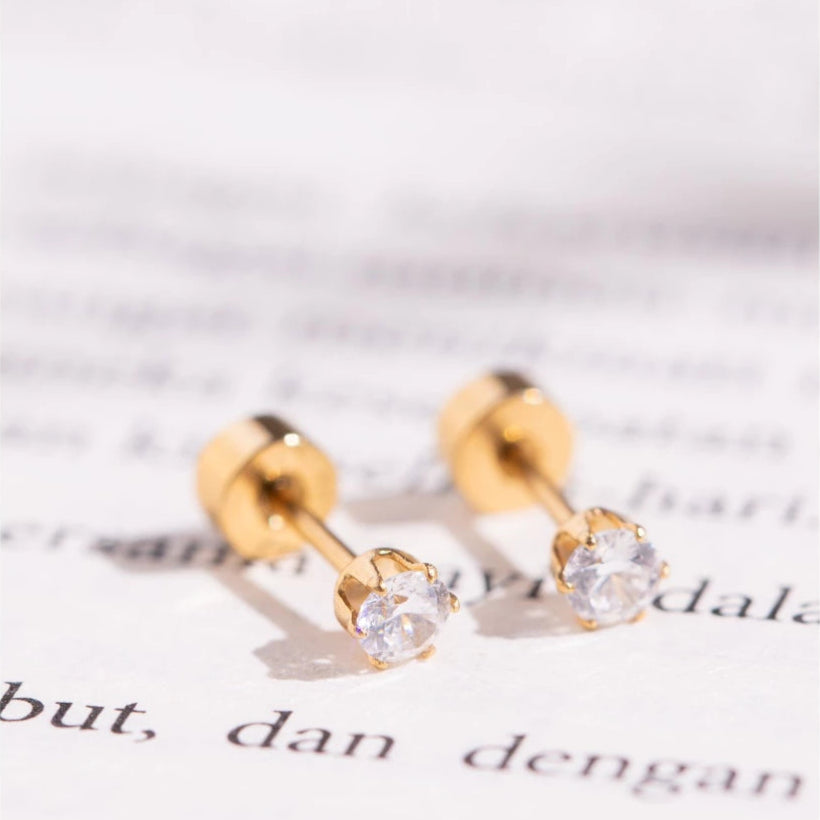 FREE GIFT - Anting Screw Back Mini Round Gold