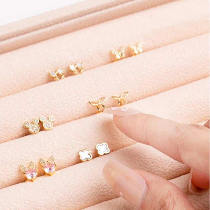 FREE GIFT - Anting Screw Back Pink Clover Gold