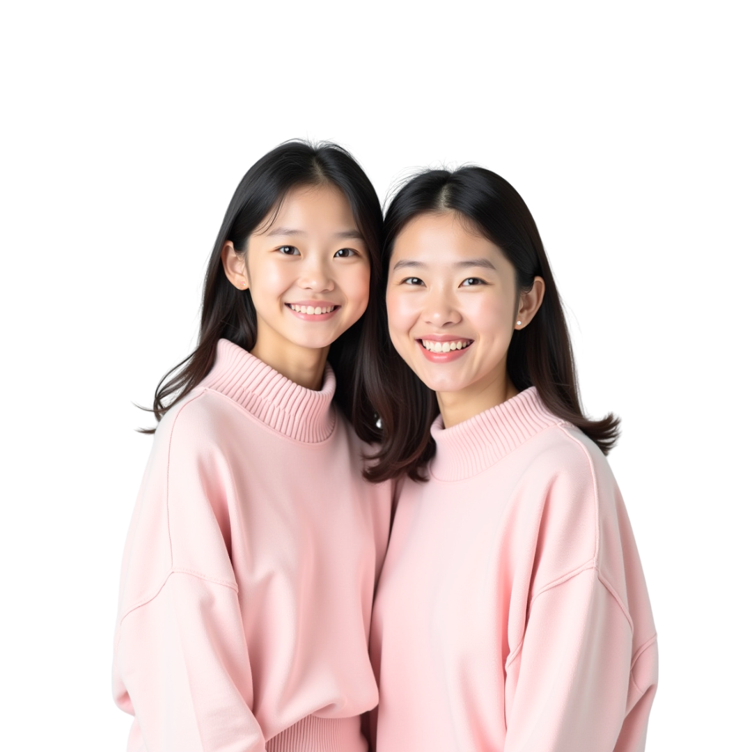 Remaja perempuan dan wanita dewasa tersenyum mengenakan anting emas sebagai representasi koleksi anting emas remaja hingga dewasa littlethingshewear.