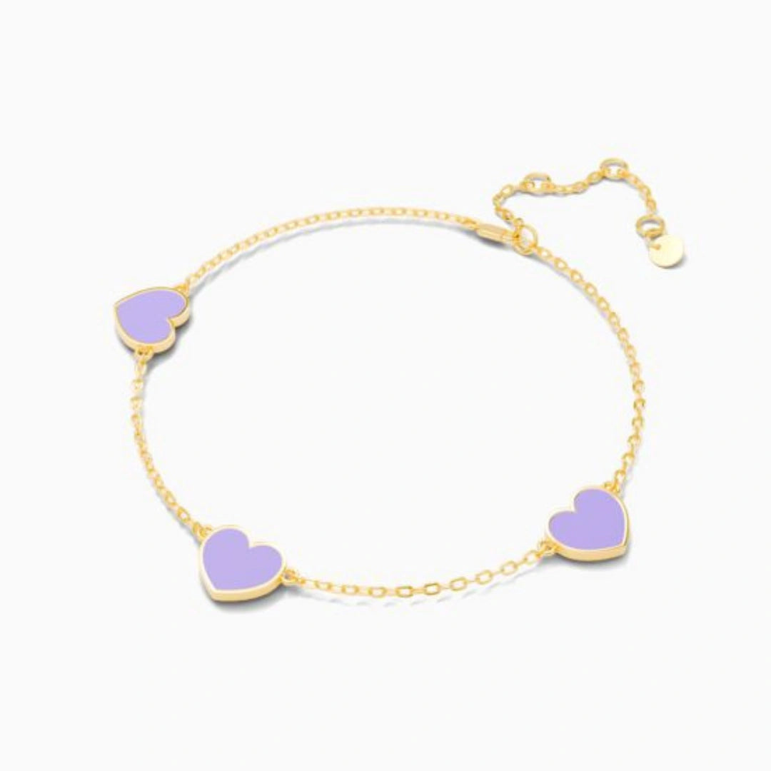 Gelang Emas Carys Pink Lilac Emas Asli