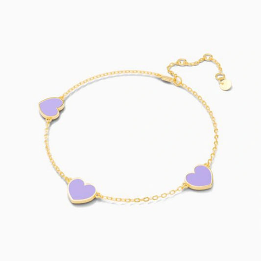 Gelang Emas Carys Pink Lilac Emas Asli