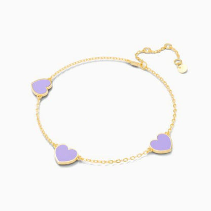 Gelang Emas Carys Pink Lilac Emas Asli