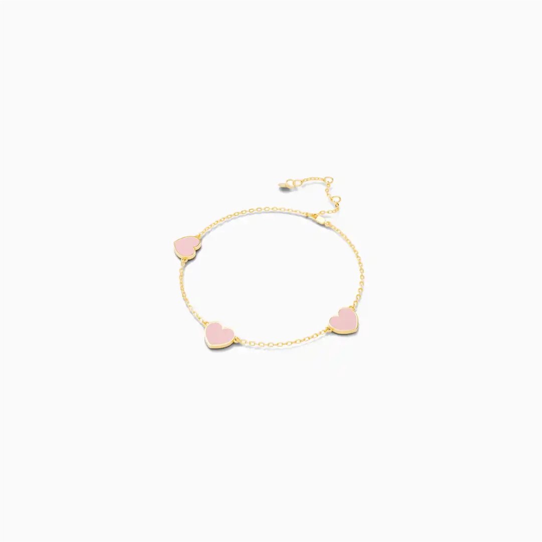 Gelang Emas Carys Pink Lilac Emas Asli