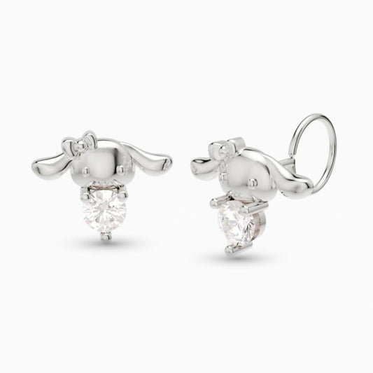 anting anak emas putih model loop end Claire Swarovski dengan kristal swarovski bening hypoallergenic aman untuk kulit sensitif
