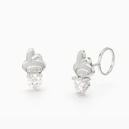 anting anak emas putih model loop end Claire Swarovski dengan kristal swarovski bening hypoallergenic aman untuk kulit sensitif