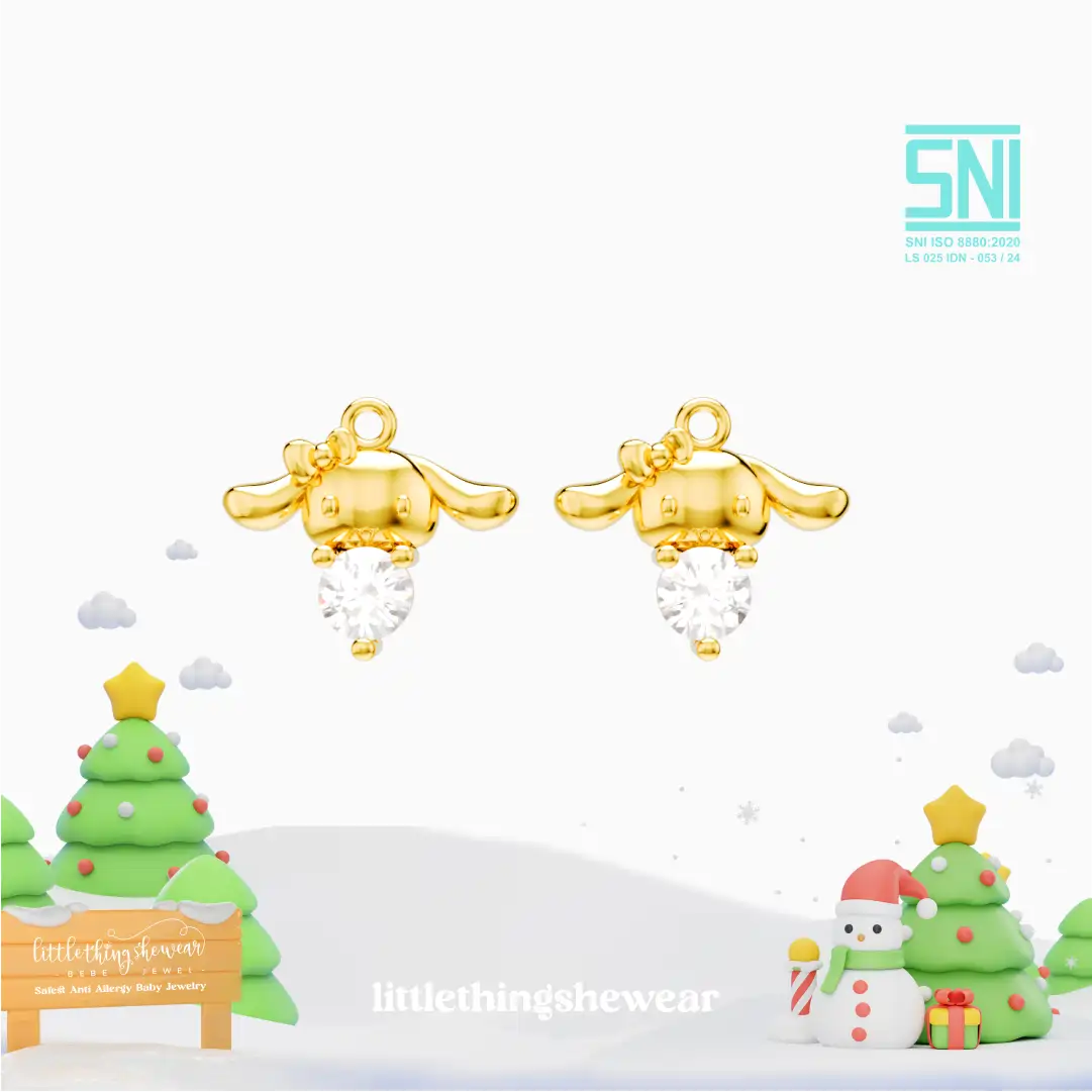 pendant anting anak emas Claire untuk model loop hoop dengan batu Swarovski, hypoallergenic dan aman untuk kulit sensitif