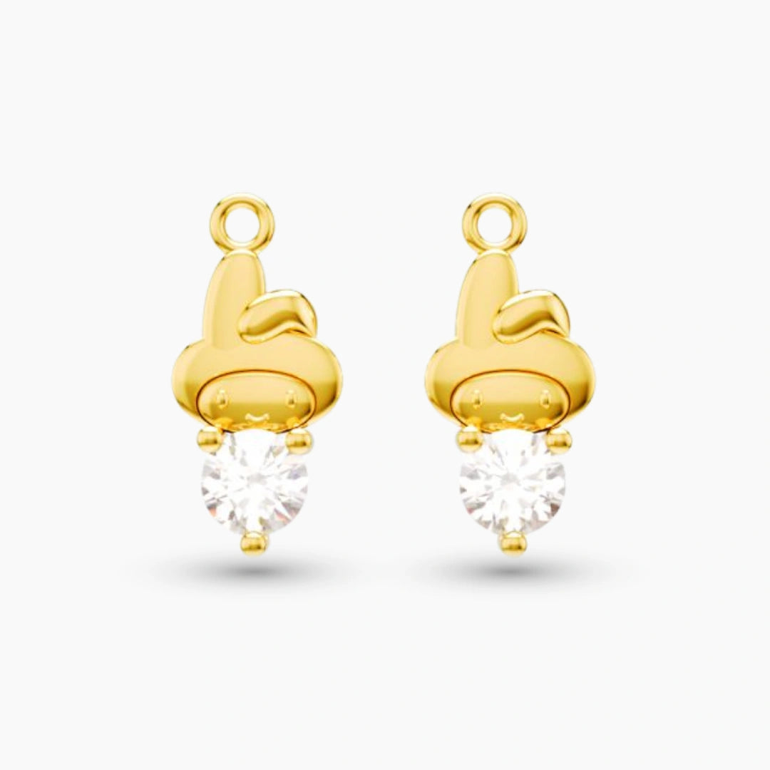 pendant anting anak emas Daisy Swarovski berbentuk karakter untuk model loop hoop hypoallergenic aman untuk kulit sensitif