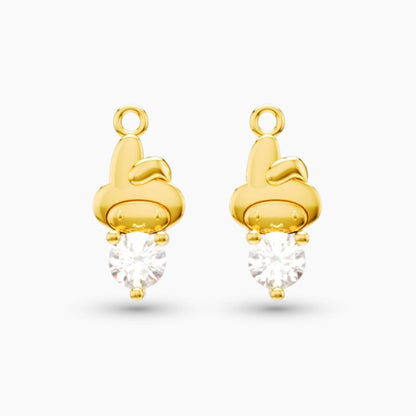 pendant anting anak emas Daisy Swarovski berbentuk karakter untuk model loop hoop hypoallergenic aman untuk kulit sensitif