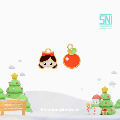 pendant anting anak emas Little Sylvie tema princess untuk model loop hoop, hypoallergenic dan aman untuk kulit sensitif