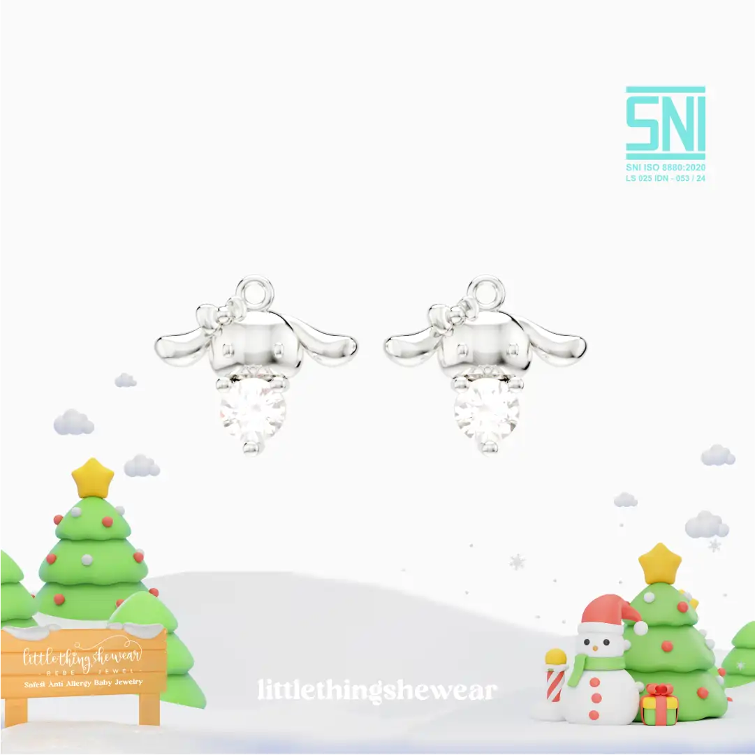 pendant anting anak emas putih Claire untuk model loop hoop dengan batu Swarovski, hypoallergenic dan aman untuk kulit sensitif