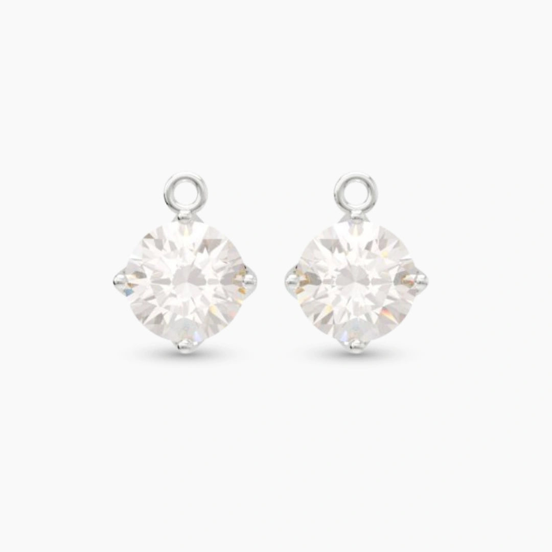 pendant anting emas putih dewasa Ilona untuk model loop hoop dengan batu Swarovski, hypoallergenic dan aman untuk kulit sensitif