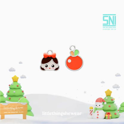 pendant anting anak emas putih Little Sylvie tema princess untuk model loop hoop, hypoallergenic dan aman untuk kulit sensitif