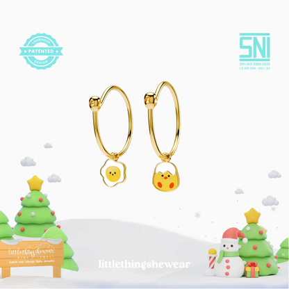 anting anak emas model loop hoop karakter chick hypoallergenic aman untuk kulit sensitif