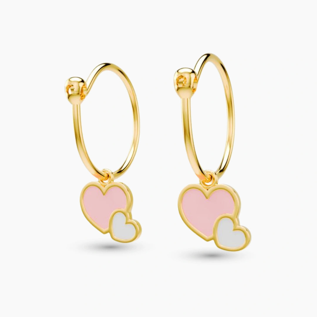 anting anak emas model loop hoop Carys pink white hypoallergenic aman untuk kulit sensitif