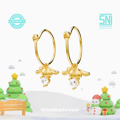 anting anak emas model loop hoop Claire dengan batu Swarovski hypoallergenic aman untuk kulit sensitif