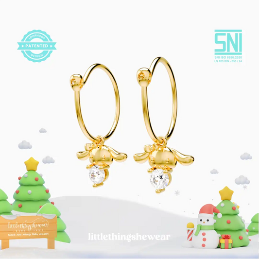 anting anak emas model loop hoop Claire dengan batu Swarovski hypoallergenic aman untuk kulit sensitif