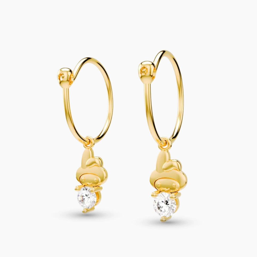 anting anak emas model loop hoop Daisy Swarovski berbentukkarakter yang hypoallergenic aman untuk kulit sensitif