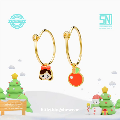 anting anak emas model loop hoop Little Sylvie tema princess hypoallergenic aman untuk kulit sensitif