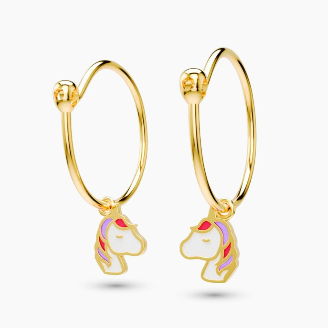 anting anak emas model loop hoop Little Unicorn karakter unicorn hypoallergenic aman untuk kulit sensitif