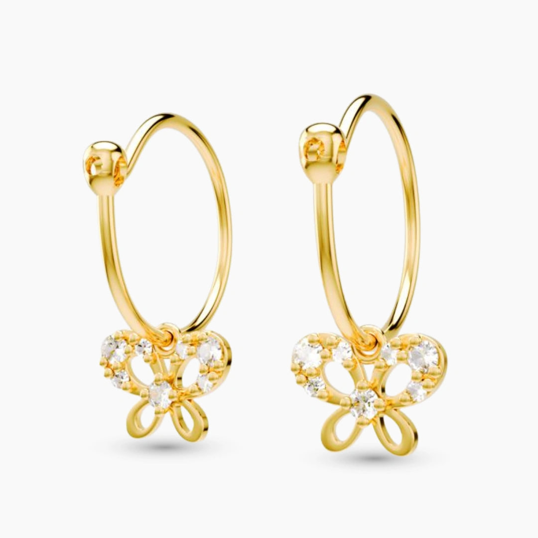 anting anak emas model loop hoop Rosie dengan batu Swarovski hypoallergenic aman untuk kulit sensitif