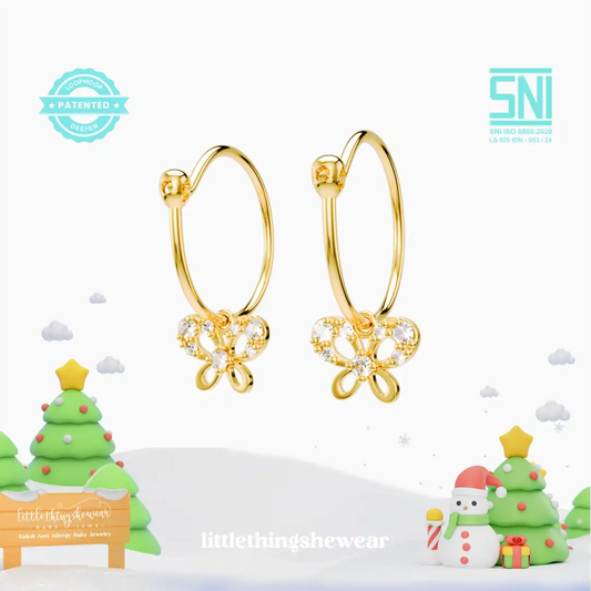 anting anak emas model loop hoop Rosie dengan batu Swarovski hypoallergenic aman untuk kulit sensitif