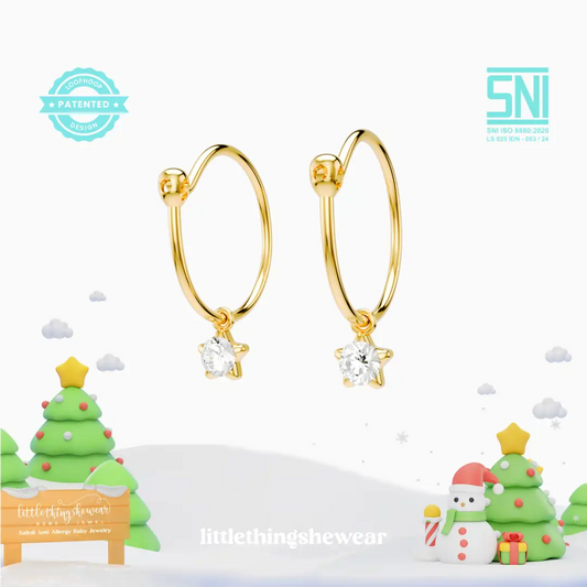 Anting Anak Loop Hoop Star Swarovski