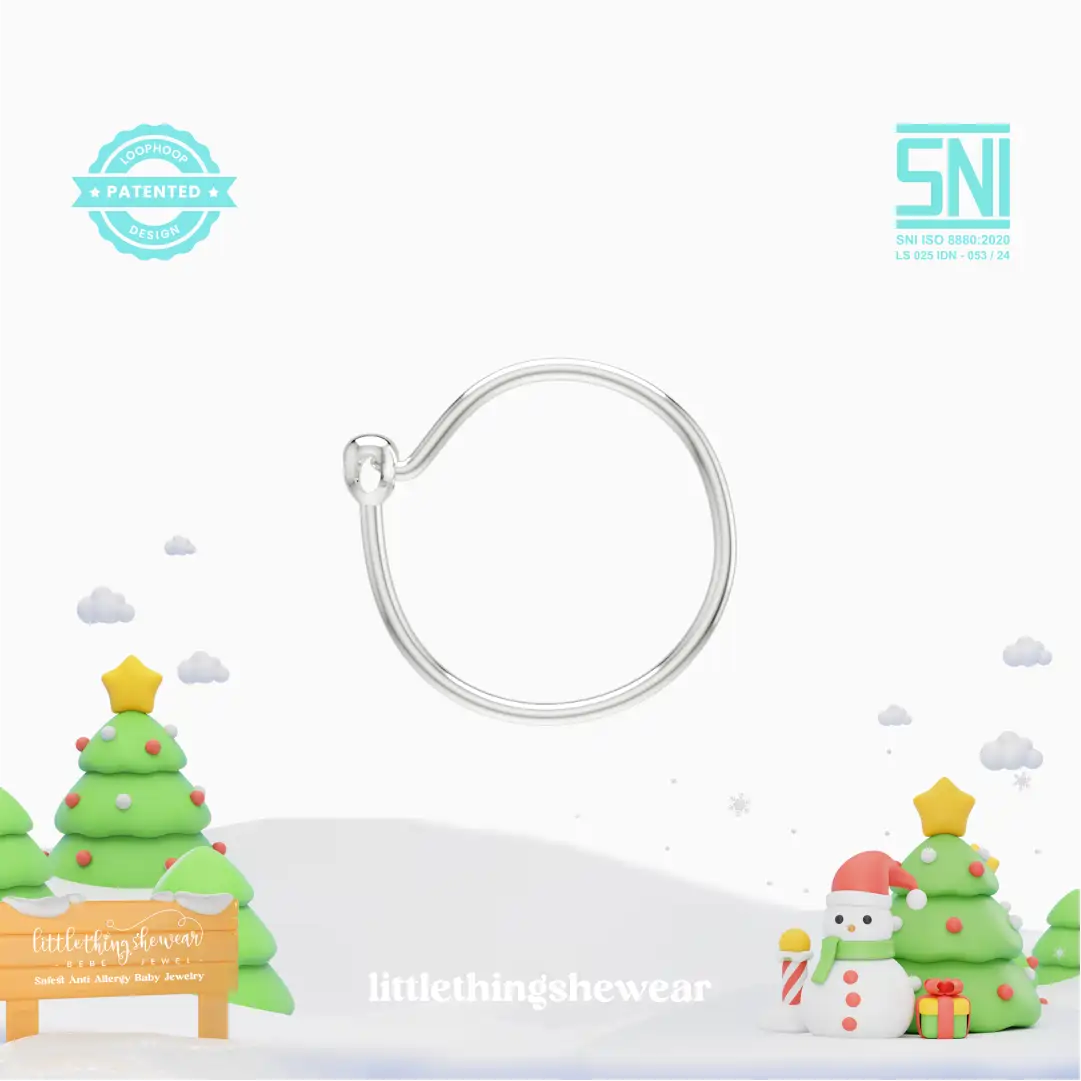 anting anak emas putih model loop hoop ukuran M diameter 12mm hypoallergenic aman untuk kulit sensitif