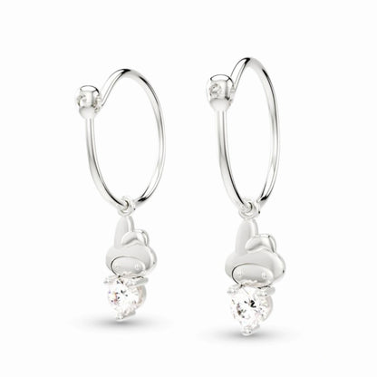 anting anak emas putih model loop hoop Daisy Swarovski berbentukkarakter yang hypoallergenic aman untuk kulit sensitif