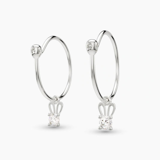 Anting Anak Loop Hoop Eiko Swarovski White Gold