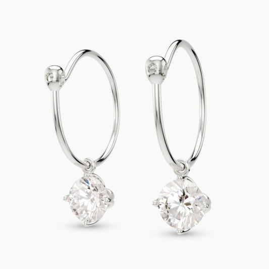 anting emas putih dewasa model loop hoop Ilona dengan batu Swarovski hypoallergenic aman untuk kulit sensitif