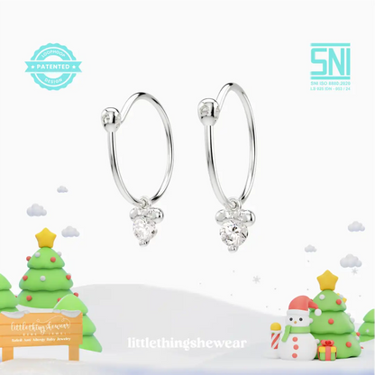 anting anak emas putih model hoop hypoallergenic dengan batu Swarovski aman untuk kulit sensitif