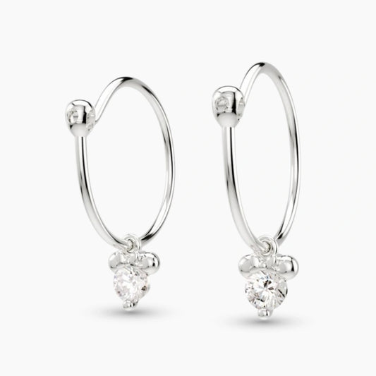 anting anak emas putih model hoop hypoallergenic dengan batu Swarovski aman untuk kulit sensitif