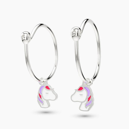 anting anak emas putih model loop hoop Little Unicorn karakter unicorn hypoallergenic aman untuk kulit sensitif