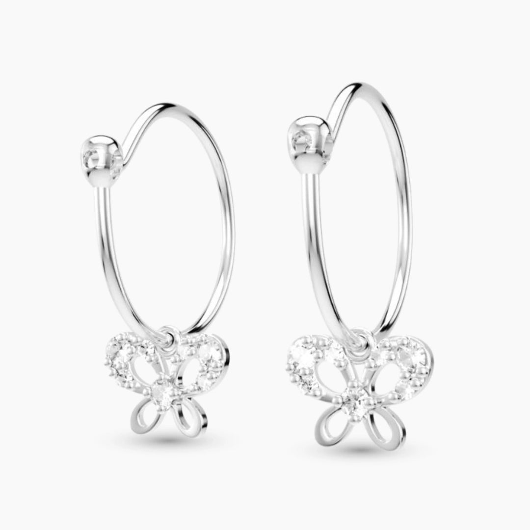 anting anak emas putih model loop hoop Rosie dengan batu Swarovski hypoallergenic aman untuk kulit sensitif