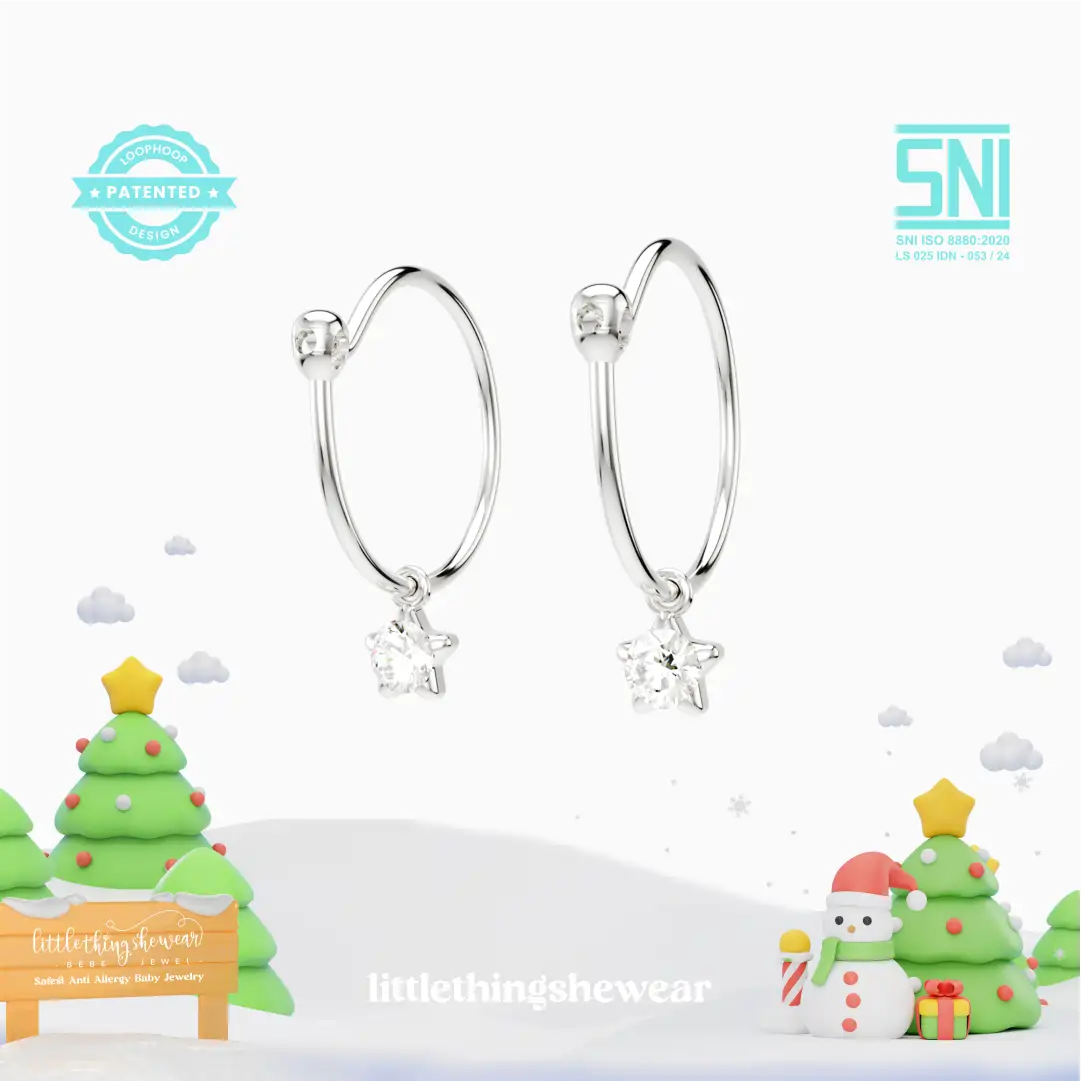 Anting Anak Loop Hoop Star Swarovski