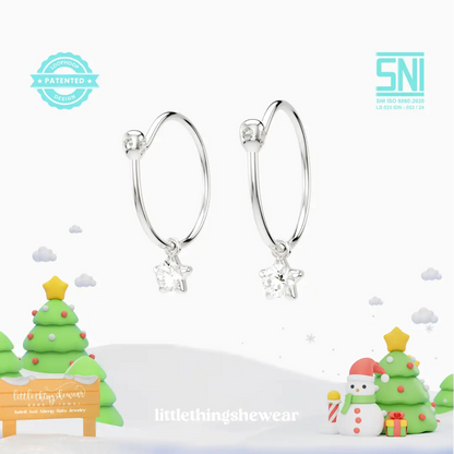 Anting Anak Loop Hoop Star Swarovski