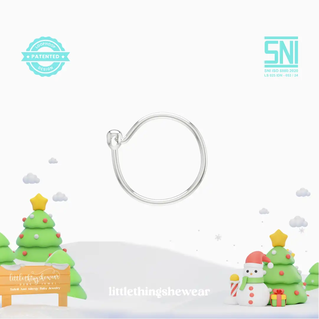 anting anak emas putih model loop hoop ukuran S diameter 10mm hypoallergenic aman untuk kulit sensitif