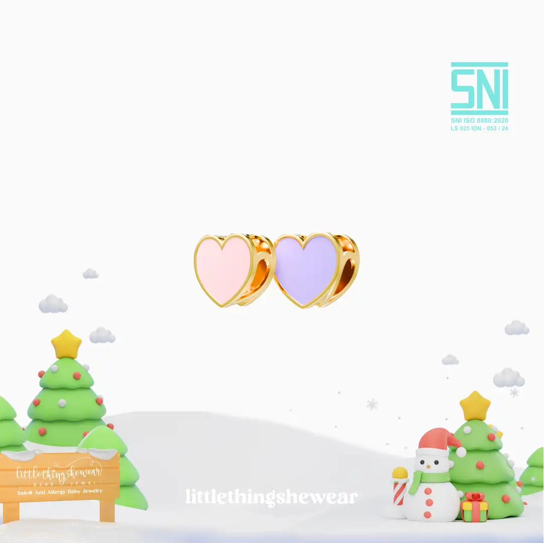 Liontin Kalung Carys Pink Lilac Emas Asli (Liontin Saja)