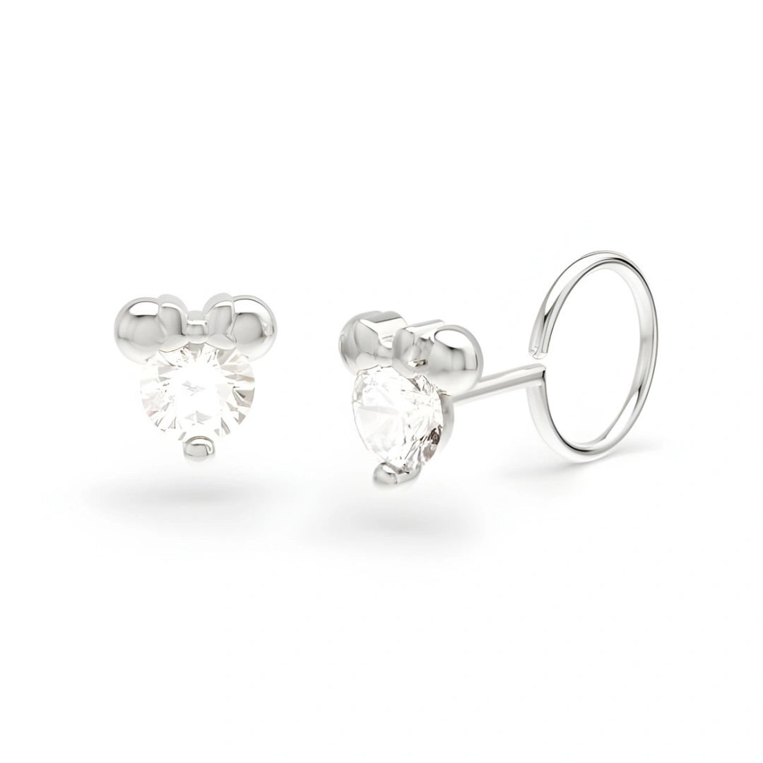 anting bayi emas putih model toge atau loop end Little Millie Swarovski dengan kristal swarovski bening hypoallergenic aman untuk kulit sensitif bay