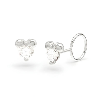 anting bayi emas putih model toge atau loop end Little Millie Swarovski dengan kristal swarovski bening hypoallergenic aman untuk kulit sensitif bay