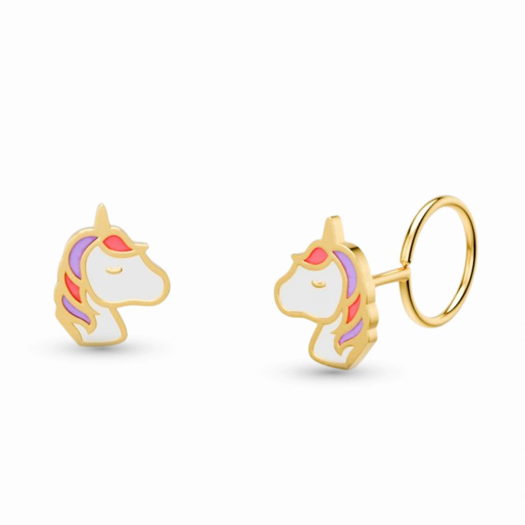 anting anak emas model loop end Little Unicorn berbentuk karakter unicorn warna pastel hypoallergenic aman untuk kulit sensitif
