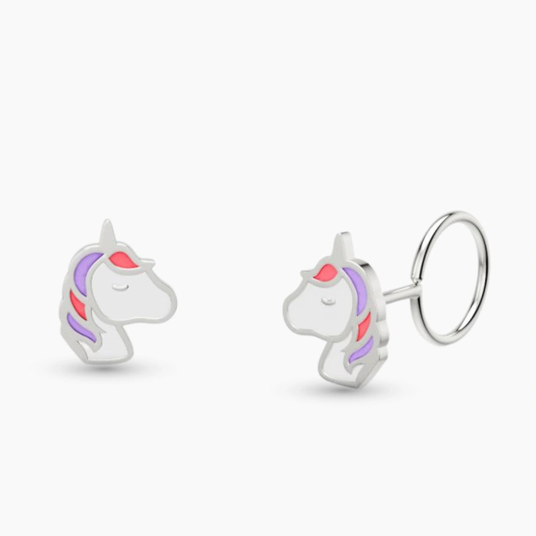 anting anak emas putih model loop end Little Unicorn berbentuk karakter unicorn warna pastel hypoallergenic aman untuk kulit sensitif
