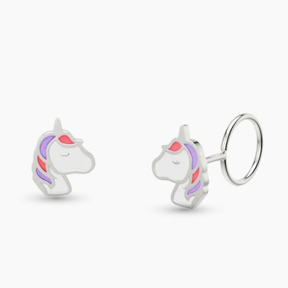 anting anak emas putih model loop end Little Unicorn berbentuk karakter unicorn warna pastel hypoallergenic aman untuk kulit sensitif