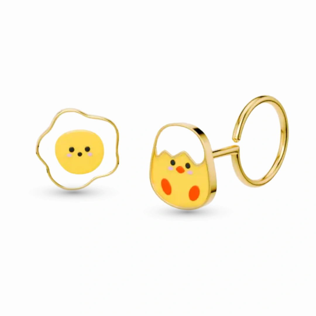 anting anak emas model loop end Chick berbentuk karakter anak ayam warna kuning hypoallergenic aman untuk kulit sensitif